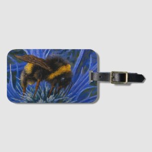 Étiquette À Bagage Bumblebee sur le chardon bleu