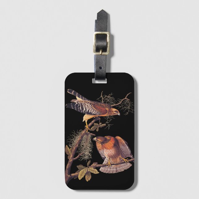 Étiquette À Bagage Buse à épaulettes roux Audubon Oiseau de proie (Devant Vertical)