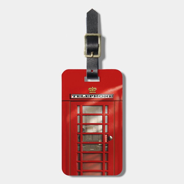 Étiquette À Bagage Cabine téléphonique rouge britannique classique (Devant Vertical)