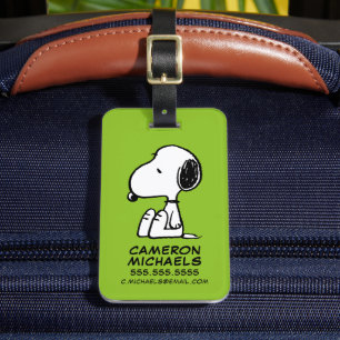Étiquette À Bagage cacahuètes   Snoopy En Bas