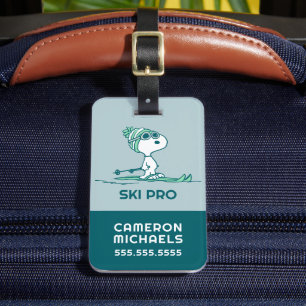 Étiquette À Bagage cacahuètes   Snoopy sur Skis