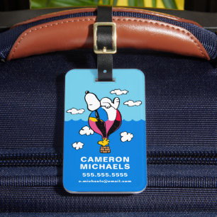 Étiquette À Bagage cacahuètes   Snoopy & Woodstock Hot Air Balloon