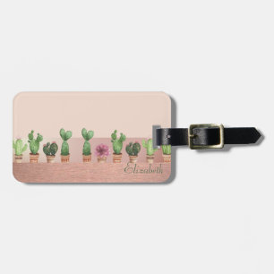 Étiquette À Bagage Cactus aquarelle élégant chic de style