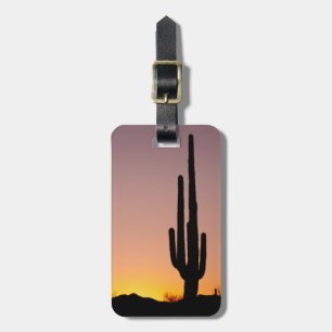 Étiquette À Bagage Cactus de Saguaro au coucher du soleil