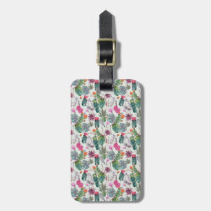 Étiquette À Bagage Cactus exotique d'aquarelle de Boho et motif