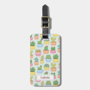 Étiquette À Bagage Cactus Mignons Plantes Succulentes Motif Personnal