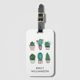 Étiquette À Bagage Cactus succulents illustration nom personnalisé