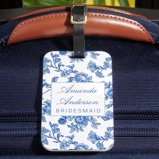 Étiquette À Bagage Cadeau Bridesmaid de la Chinoiserie Bleue et Blanc (Insitu Rectoal 2)