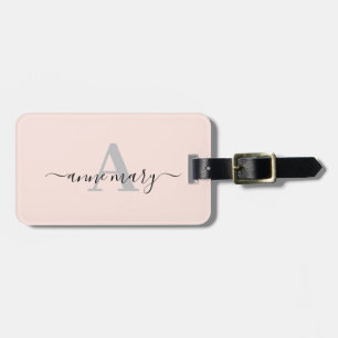 Étiquette À Bagage Cadeau de monogramme de nom personnalisé rose rose