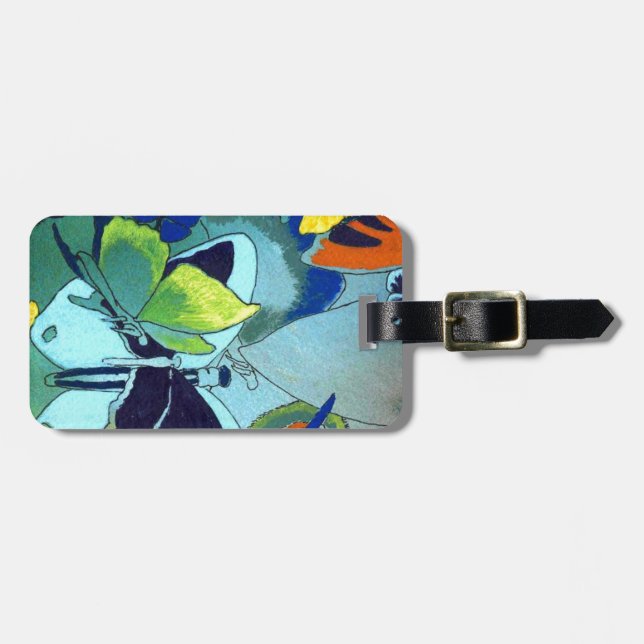 Étiquette À Bagage Cadeau de mosaïque papillon (Devant horizontal)