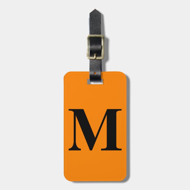 Étiquette À Bagage Cadeau de nom de monogrammes personnalisés Orange  (Devant Vertical)