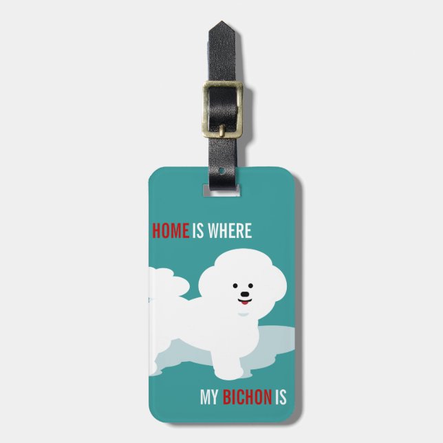 Étiquette À Bagage Cadeau de voyage de conception d'amour de Bichon (Devant Vertical)