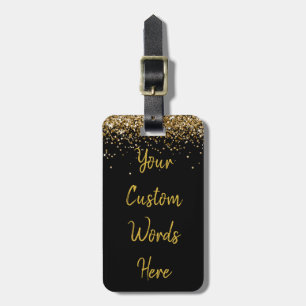 Étiquette À Bagage Cadeau personnalisé de fête d'anniversaire noir or
