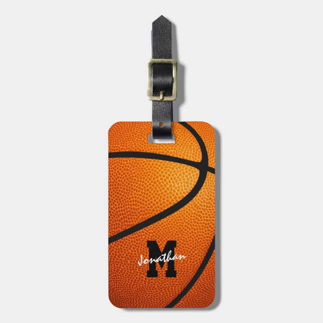 Étiquette À Bagage cadeaux de sport monogrammée basket-ball (Devant Vertical)