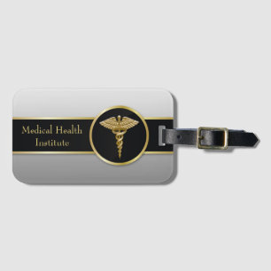 Étiquette À Bagage Caducée Médicale professionnel d'or - étiquette de