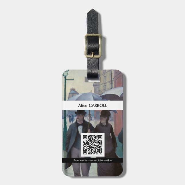 Étiquette À Bagage Caillebotte - Paris Street ; Rainy Day - QR Code (Devant Vertical)
