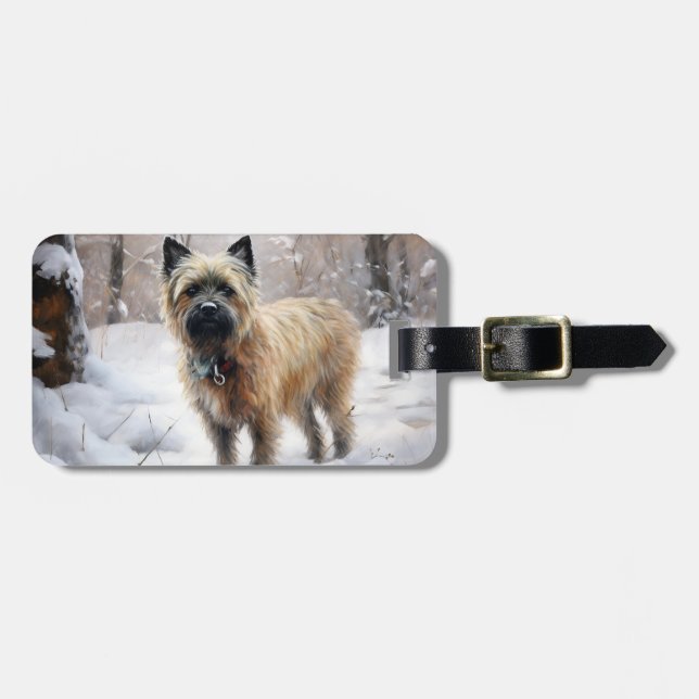 Étiquette À Bagage Cairn Terrier Qu'Il Neige Noël (Devant horizontal)