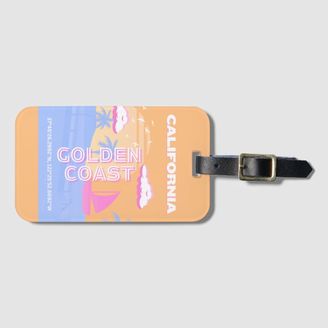 Étiquette À Bagage Californie, Plage, Art du voyage (Devant Horizontal)