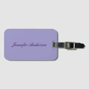 Étiquette À Bagage Calligraphie Pastel Pale Purple Personnalisé