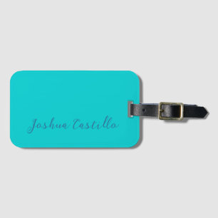Étiquette À Bagage Calligraphie Turquoise Foncé Nom Professionnel
