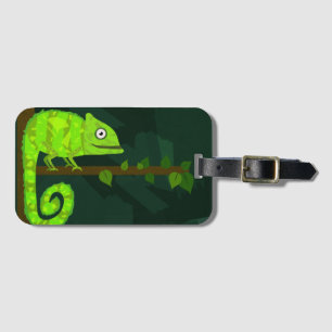 Étiquette À Bagage Caméléon mignon vert