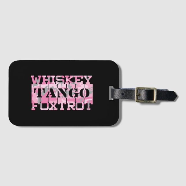 Étiquette À Bagage Camion rose Foxtrot Tango Whiskey Militaire (Devant Horizontal)