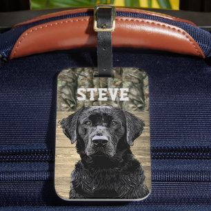 Étiquette À Bagage Camo Black Lab Chien race Nom animal
