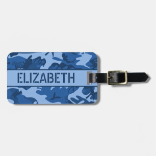 Étiquette À Bagage Camo bleu personnalisé