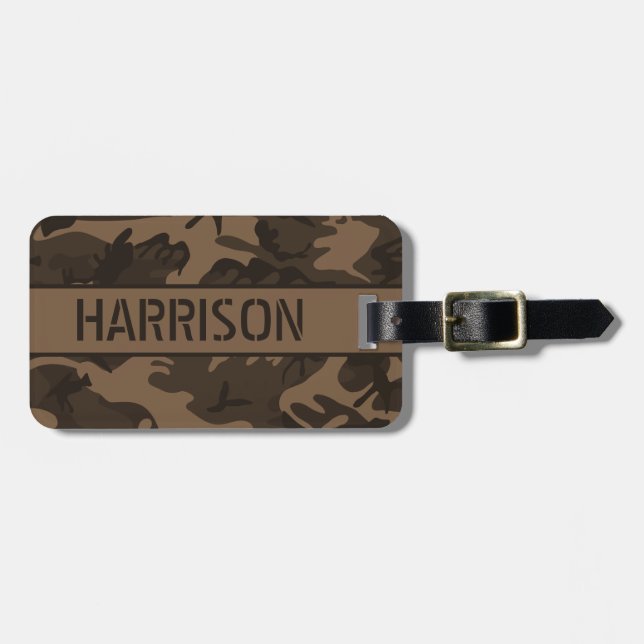 Étiquette À Bagage Camo Brown personnalisé (Devant horizontal)