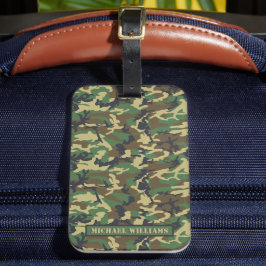 Étiquette À Bagage Camo Militaire Woodland - Personnalisé