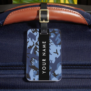 Étiquette À Bagage Camouflage bleu marine Votre nom Personnalisez