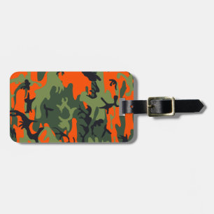 Étiquette À Bagage Camouflage de chasse orange monogramme