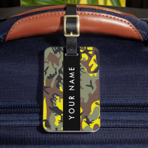 Étiquette À Bagage Camouflage jaune et Brown Votre nom Personnalisez