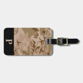 Étiquette À Bagage Camouflage militaire du désert de Monogramme noir