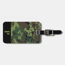 Étiquette À Bagage Camouflage noir Brown vert Monogramme noir