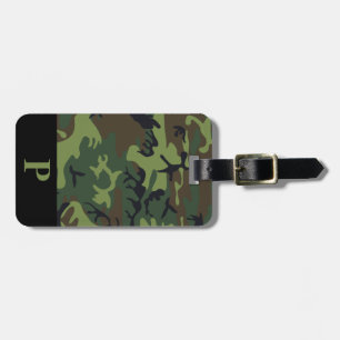 Étiquette À Bagage Camouflage noir Brown vert Monogramme noir