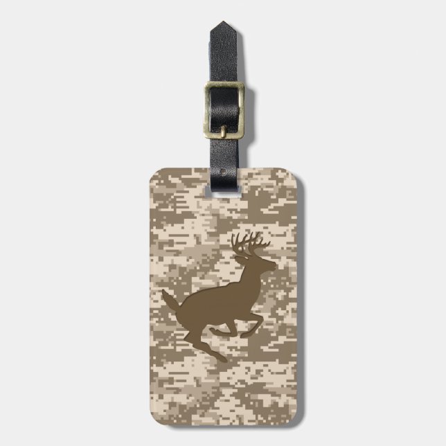 Étiquette À Bagage Camouflage numérique beige du désert Motif de camé (Devant Vertical)