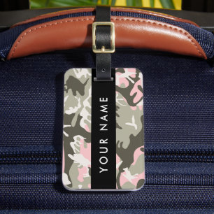 Étiquette À Bagage Camouflage rose et vert Votre nom Personnalisez