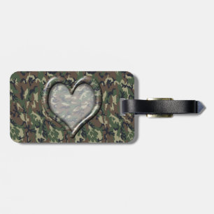 Étiquette À Bagage Camouflage Woodland Forest Heart sur Camo