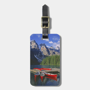 Étiquette À Bagage Canada, Alberta, Moraine Lake. Des pirogues rouges