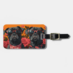 Étiquette À Bagage Cane Corso avec des roses de cœur pour la Saint-Va