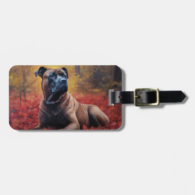 Étiquette À Bagage Cane Corso en automne Feuilles automne Inspire (Devant horizontal)