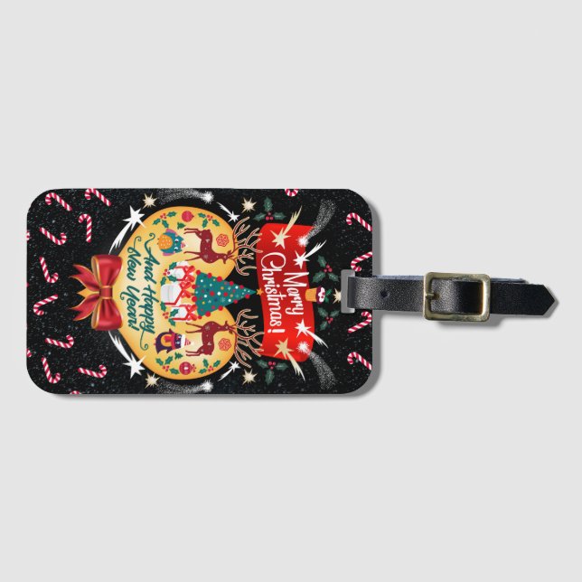 Étiquette À Bagage Canettes de Noël (Devant Horizontal)