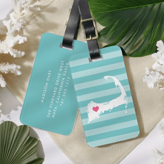 Étiquette À Bagage Cape Cod Heart | Ville natale (Créateur téléchargé)