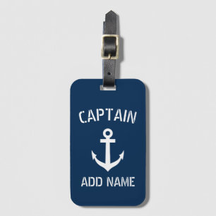 Étiquette À Bagage Capitaine de bateau marin bleu marine