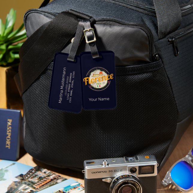 Étiquette À Bagage Capitale de Florence Toscane Italie souvenir vinta (Recto & Verso)