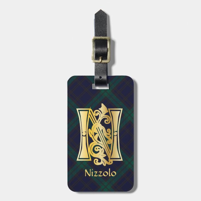 Étiquette À Bagage Capitale décorative botanique médiévale N (Devant Vertical)