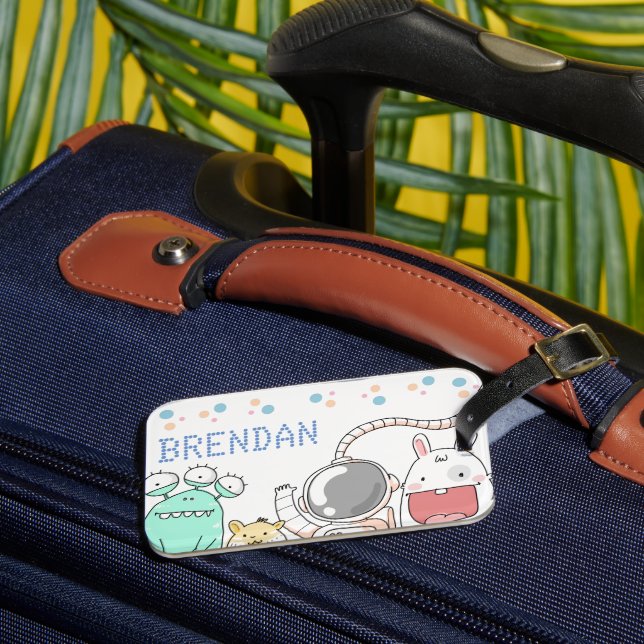 Étiquette À Bagage Caractères d'espace mignon Enfants personnalisés (Insitu Rectoal 3)