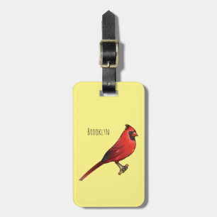 Étiquette À Bagage Cardinal du Nord dessin animé d'oiseau