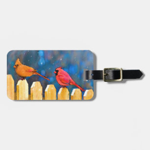 Étiquette À Bagage Cardinals on the Fence Painting - Art original
